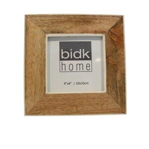 BIDK Home Wood Square Picture Frame Brown White Holds 4"x4" Photo (Total 6"x6")